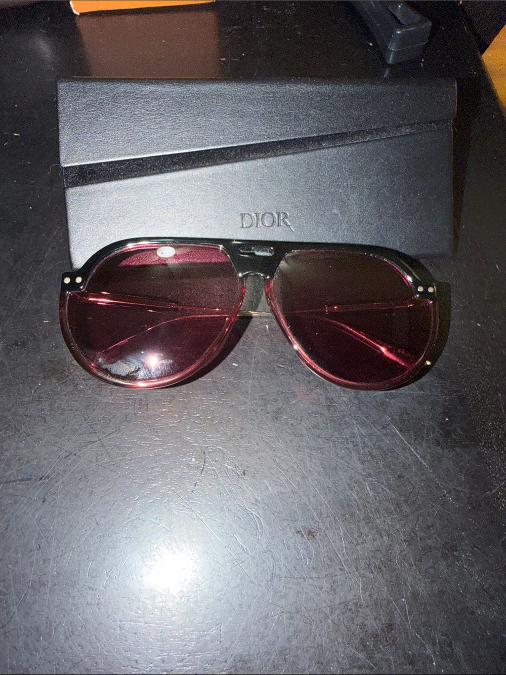 Dior Sunglasses with Burgundy Lenses and Black Frame